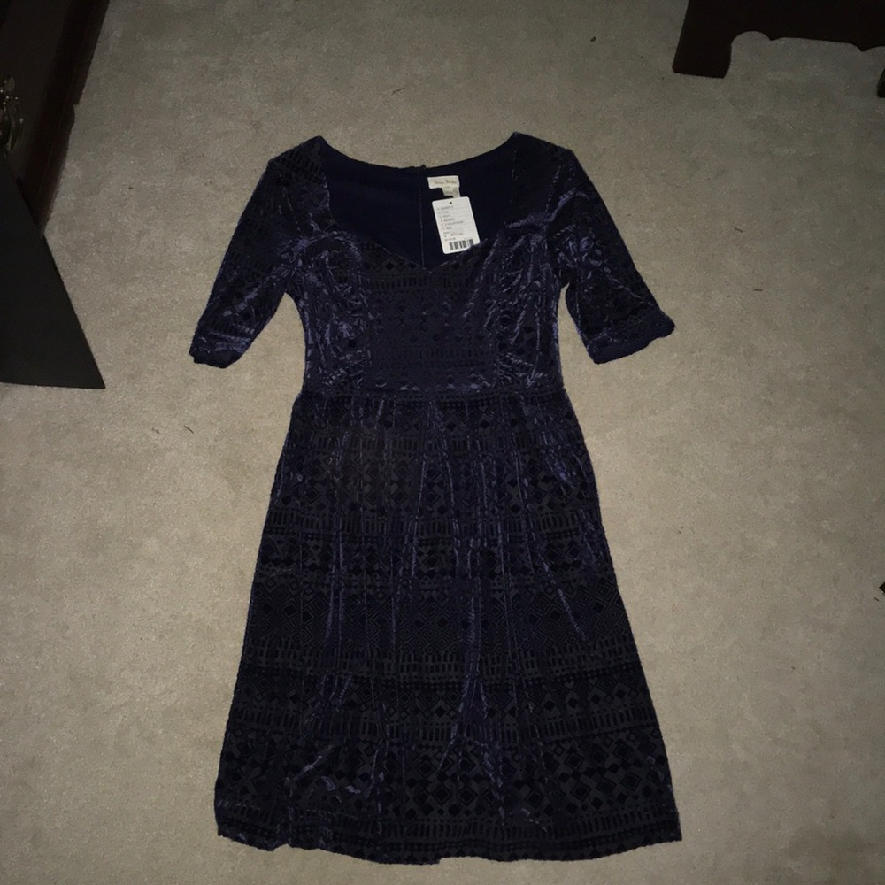 Anthropologie Meadow Rue Navy velvet dress
